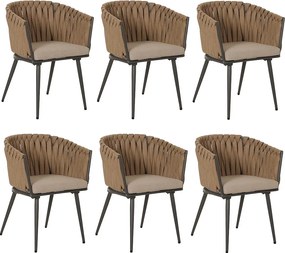 Krzesło do jadalni MCW-N38 (zestaw 6 sztuk),  beżowa poduszka jasnobrązowa