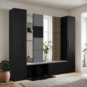 Masseno Garderoba MODULO 241,2/204/40 cm do Przedpokoju Nowoczesna Czarna