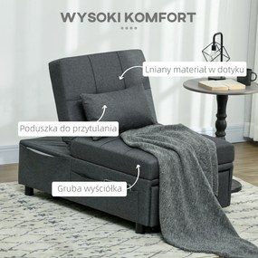 HOMCOM 4-w-1 wielofunkcyjna rozkładana sofa, składany fotel do spania z regulowanym oparciem i poduszką | Aosom PL
