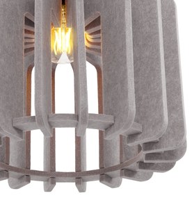 Retro Lampa Wisząca Czarna z Abażurem Taupe - Felt Retro Oswietlenie wewnetrzne