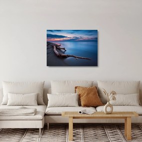 Obraz na szkle - plaża o zachodzie słońca (70x50 cm)
