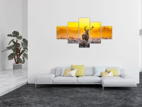 Obraz - Jeleń o wschodzie słońca (125x70 cm)