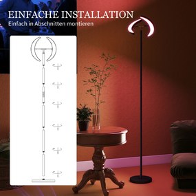 HOMCOM Lampa stojąca RGB, ściemniana z wielobarwnymi możliwościami oświetlenia, obrotowa, czarna