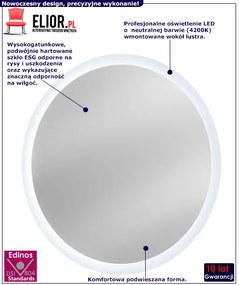 Okrągłe wiszące lustro łazienkowe Monako 2S 60 cm