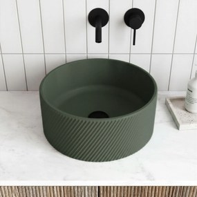 Massi Umywalka betonowa nablatowa okrągła bez otworu na baterię 37 cm VIJA | różne kolory : Kolor - Oliwkowy