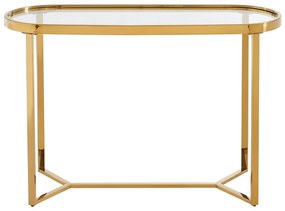 Stolik konsola ze szkła hartowanego i stali nierdzewnej chromowanej – Transparentny i złoty – JOLINY marki Pascal Morabito