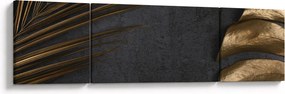 Obraz ze złotymi liśćmi (170x50 cm)