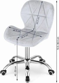 Zestaw do gabinetu ZARIMO stół 80x40 cm, biały + krzesło AVOLA VELVET, jasnoszary
