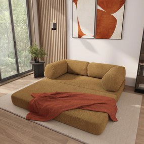 Masseno Sofa piankowa EIREN z funkcją spania, Kanapa z pianki do salonu, Bezmontażowa, Tkanina bucle – Miodowy QUELLE 17