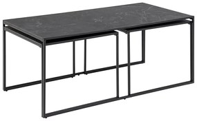 Stoliki z blatem w dekorze marmuru w kolorze matowej czerni zestaw 3 szt. 60x120 cm Infinity – Actona