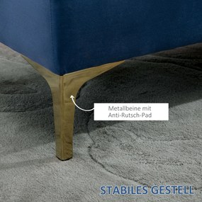 HOMCOM Ławka Ławeczka do sypialni Ławka do przedpokoju na wysokich nogach sypialnia aksamit niebieski