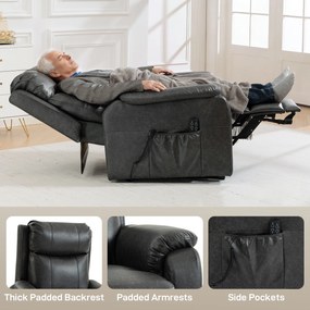 HOMCOM Fotel dla seniorów z funkcją podnoszenia i relaksu, elektryczny fotel z ekoskóry, podwójny silnik, sprężyny kieszeniowe, czarny | Aosom PL