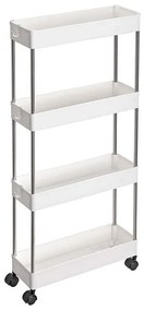 SongmicsHome Regał na kółkach SLIM, 4 poziomy, 13,5x40x86cm, biała