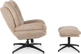 Fotel Wypoczynkowy Obrotowy FREMONT z Podnóżkiem Beżowy Nowoczesny