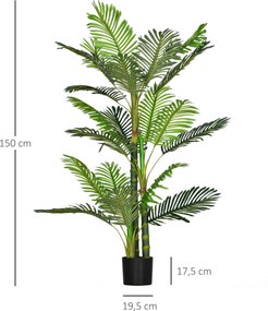 HOMCOM Sztuczna Palma w Doniczce Idealna Dekoracja Do Każdego Wnętrza Zielona | Aosom PL