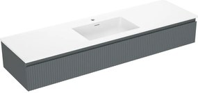 Mexen Rivel szafka łazienkowa 160 cm z umywalką Otis, 1 szuflada, ryflowana , grafit mat/biała mat - 91A20-16023-1-BF66-W18M0