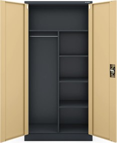Szafa metalowa wielofunkcyjna antracytowa / orzech: Eco Design DAWID, 900 x 1850 x 450 mm