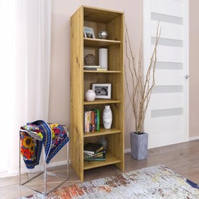 Regał do salonu biura regulowane półki dąb artisan 44 cm