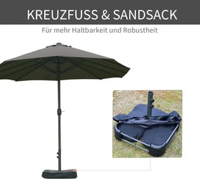Podwójny Parasol Outsunny z Podstawką i Korbką Ciemnoszary 460 x 270 cm