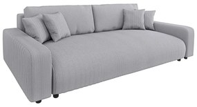 Jasnoszara sztruksowa rozkładana sofa ze schowkiem 234 cm Sara – Ropez