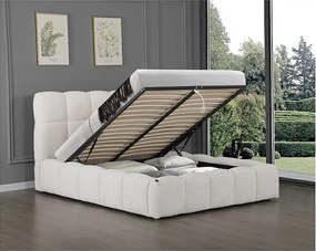 Podwójne łóżko z tkaniny z pojemnikiem "Davos" - Beżowy 140 x 190 cm