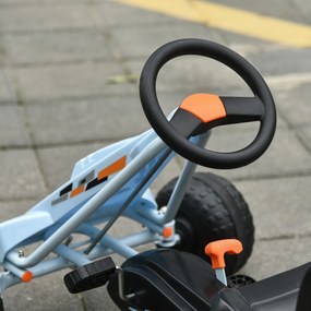 HOMCOM Go Kart samochód dziecięcy na pedały z pedałem hamulca zabawka dla dzieci 3-8 lat stal jasnoniebieski 97 x 66 x 59 cm z