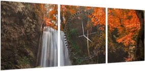 Obraz - Wodospad w Tajlandii (z zegarem) (90x30 cm)