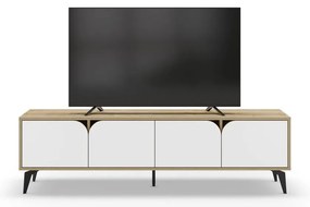 Biała szafka pod TV w dekorze dębu 180x51 cm Nola – Marckeric