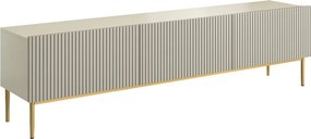 Szafka RTV Nicole 200 cm na metalowych nogach z szufladą - kaszmir / złote nóżki