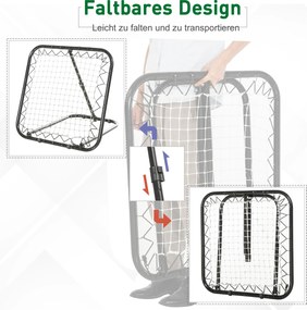 Rebounder Bejsbol Bramka Odbijająca Składana Metal PE Czarna Siatka Treningowa | Aosom PL