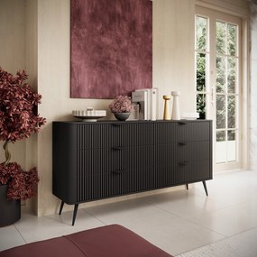 Komoda LANTANA 163 cm do Salonu Sypialni 6 Szuflad Czarny