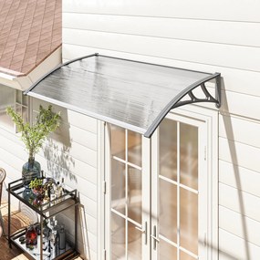 Outsunny Zadaszenie drzwiowe, ochrona przed deszczem, wiatrem i gradem, poliwęglan, aluminium, 110 x 60 x 18 cm, Szare