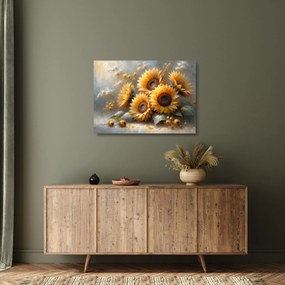 Obraz na szkle - Malowanie słoneczników (70x50 cm)