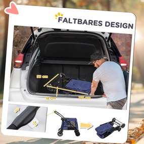 Outsunny Wózek dla Psa z Poduszką 3 Kieszenie Składany do 20kg Niebieski | Aosom PL