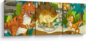 Obraz - Dinozaury (z zegarem) (90x30 cm)