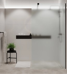 Ścianka prysznicowa Walk-in satynowa matowa prostokątna 8 mm MOLIS Satin Classic MASSI | rożne rozmiary : Kolor profili kabiny - czarny, Szerokość ścianki - 90 cm , Typ montażu - WALK in FIX (Do ściany)
