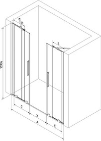 Mexen Velar Duo drzwi prysznicowe rozsuwane 180 cm, transparent, czarne - 871-180-000-02-70