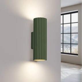 Lampa ścienna minimalistyczny Gloow, aluminium - 2 źródło światła 3000K - L.6.5 x H.20 cm - zielony oliwkowy