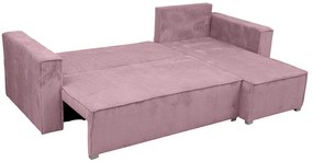 Jasnofioletowa narożna sofa SMART COSARO, dwustronna + 2 poduszki GRATIS