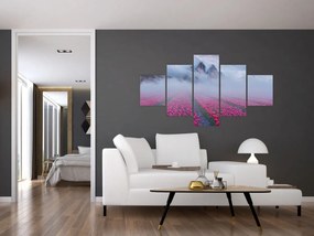 Obraz - Krajobraz z polami tulipanów (125x70 cm)