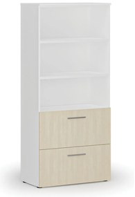 Szafa z szufladami na teczki zawieszkowe PRIMO WHITE, 800 x 420 x 1781 mm, biały/brzoza