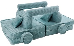Aesthetic sztruksowa sofa dziecięca, turkusowa - meowbaby®