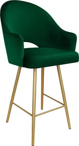Hoker Velvet krzesło barowe tkanina Welur podstawa metalowa : Kolor nogi - Złota stożek, Kolor tkaniny - VELVET - MG25, Typ siedziska - Siedzisko stałe