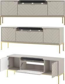 Szafka RTV z głośnikiem JBL i oświetleniem Aspen 06 cashmere/złoty