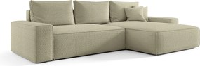 NAROŻNIK MONA z funkcją spania QUELLE 06 Beżowy Prawy Sofa w kształcie L z pojemnikiem na pościel, sofa rozkładana, sofa do salonu
