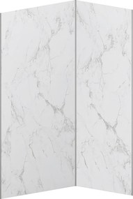 Zestaw 2 paneli ściennych aluminiowych pod prysznic z efektem białego marmuru z profilami - szer. 90 x szer. 120 x wys. 210 cm - ENEKO