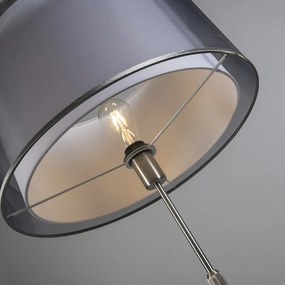 Lampa podłogowa stalowa z czarno-białym kloszem regulowana 45 cm - Parte Nowoczesny Oswietlenie wewnetrzne