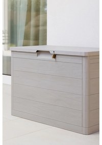 Jasnoszara plastikowa skrzynia ogrodowa Woodys – Toomax