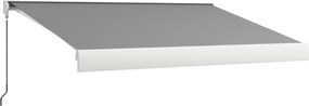 Outsunny Markiza, elektryczna/ręczna, w pełni kasetowa, pilot zdalnego sterowania, rama aluminiowa, 4 x 3 m, Jasnoszary