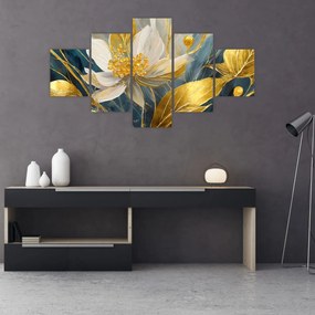 Obraz - Malowanie złotych kwiatów (125x70 cm)